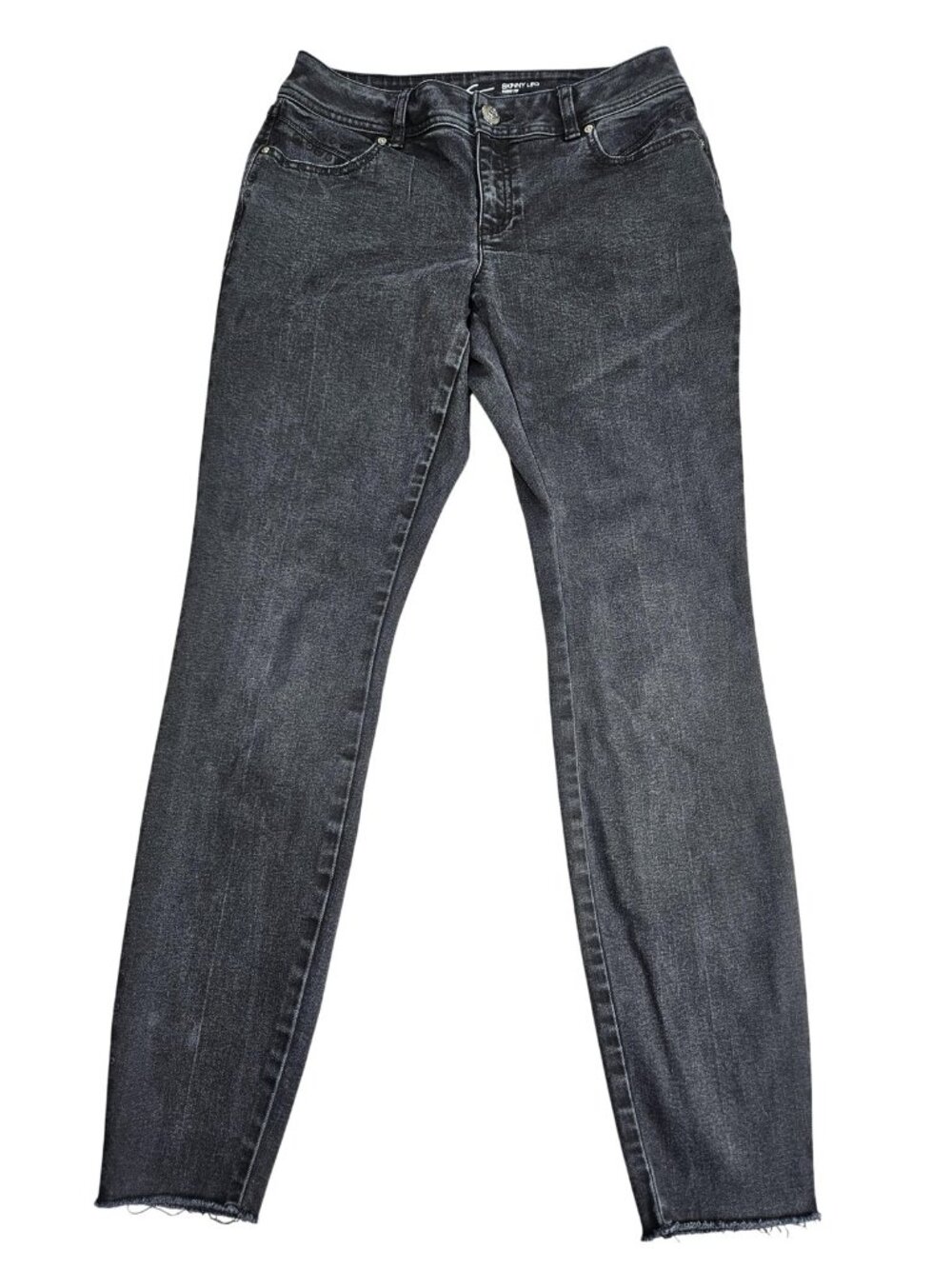 INC Skinny Jeans Womens 4 Gray Charcoal Mid Rise Curvy Fit Stretch Denim‎